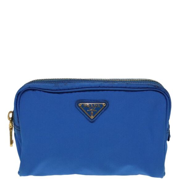 Prada Cosmetic Pouch Blue Synthetic Clutch Bag (Pre-Owned) - Picture 1 of 16